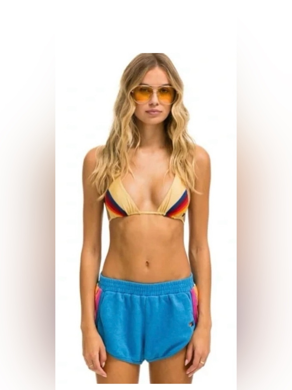 Aviator Nation 5 Stripe Jogger Shorts Blue Size S